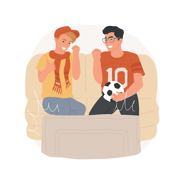 Watching sport game isolated cartoon vector illustration