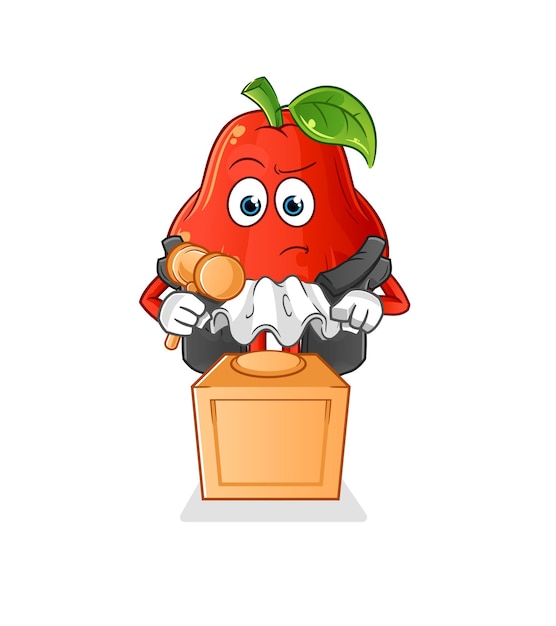 Water apple judge holds gavel character vector