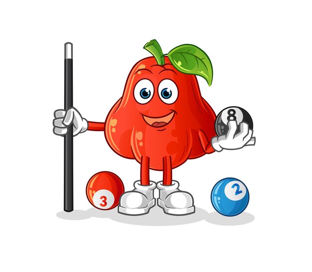 Water apple plays billiard character cartoon mascot vector