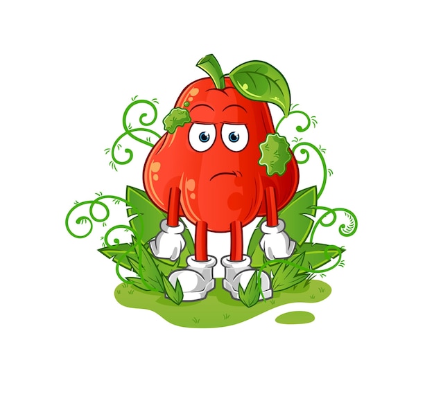 Water apple waiting too long mascot cartoon vector