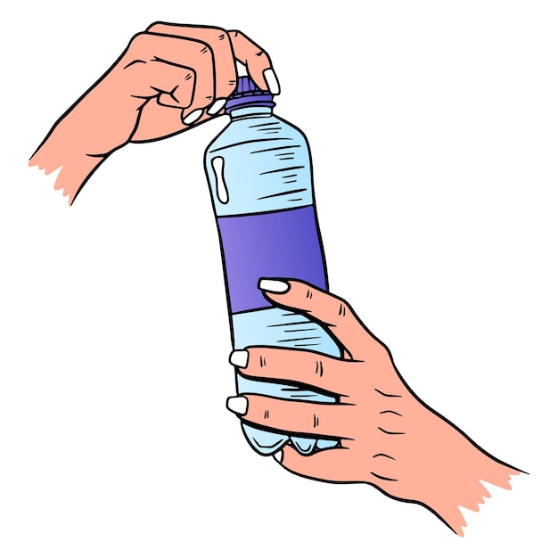 Water bottle. International Water Day. Water in a plastic bottle. Cartoon style. Vector illustration. For design and decoration.