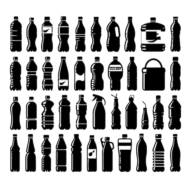 Vector water bottle silhouettes set vector