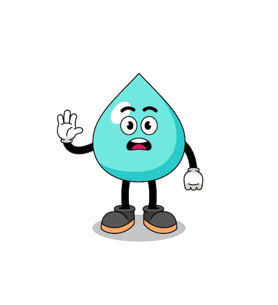 Water cartoon illustration doing stop hand character design