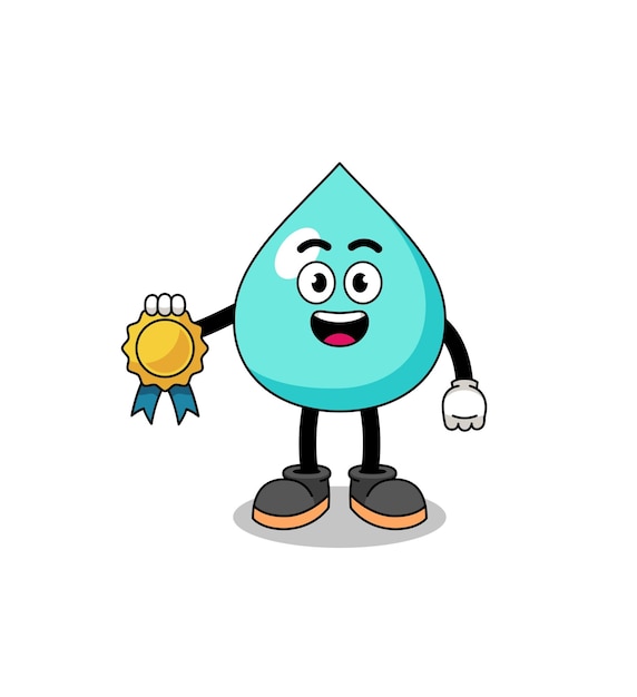 Water cartoon illustration with satisfaction guaranteed medal character design