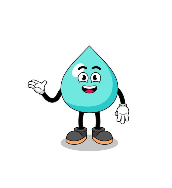 Water cartoon with welcome pose character design