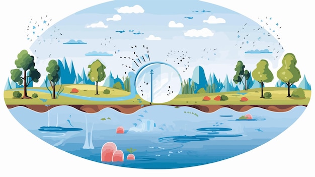 Vector water circulation cycle and condensation diagram