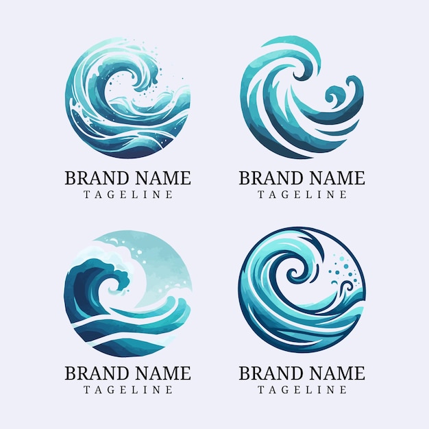 Water color ocean logo set