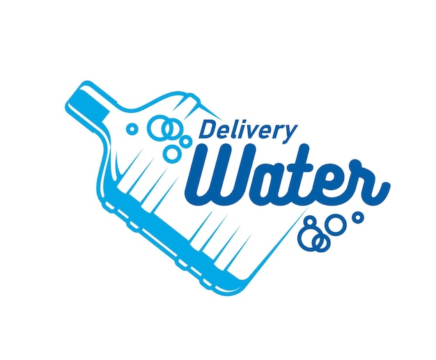 Water delivery icon blue bottle with bubbles