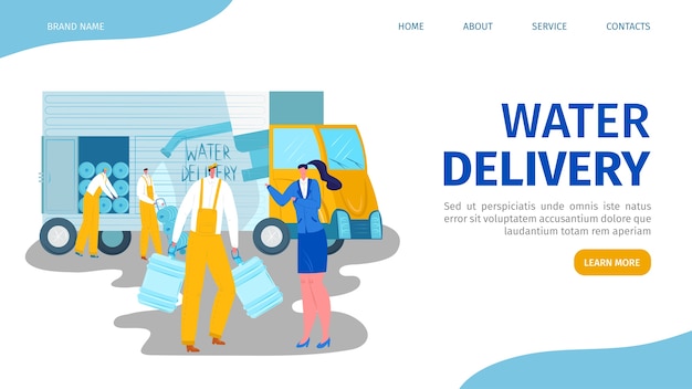 Water delivery website landing illustration