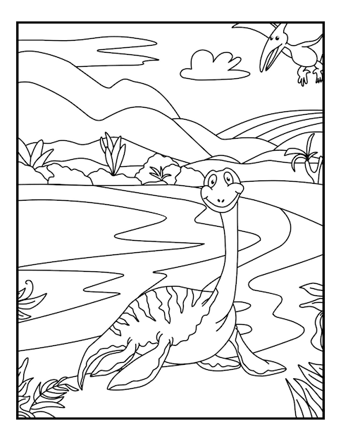 Water dinosaur coloring pages for kids