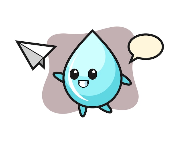 Water drop cartoon character throwing paper airplane, cute style design for t shirt