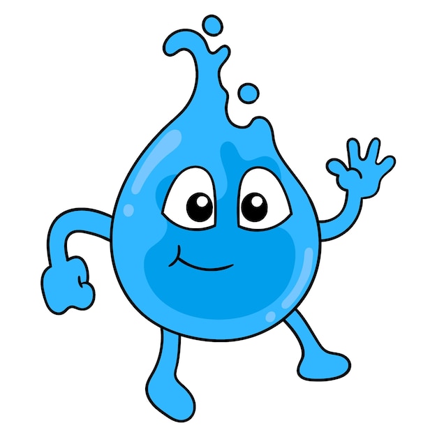 A water drop creature is happy doodle icon image kawaii