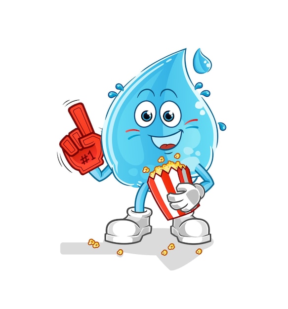 Water drop fan with popcorn illustration. character vector