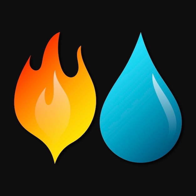 Water drop and fire flame symbol