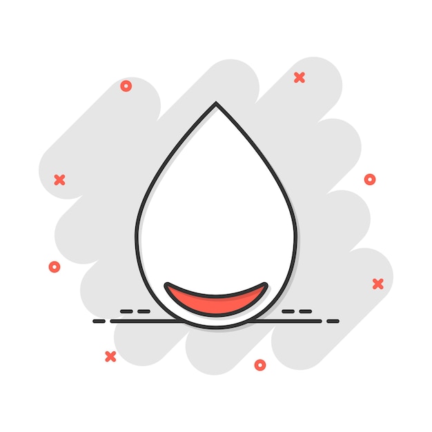 Water drop icon in comic style Raindrop vector cartoon illustration pictogram Droplet water blob business concept splash effect