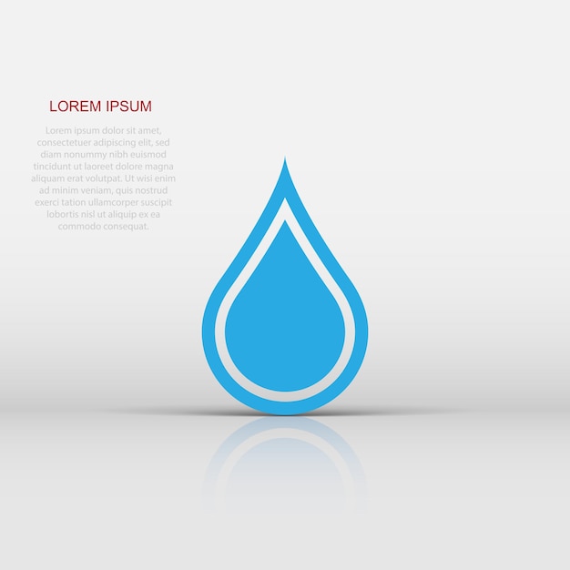 Water drop icon in flat style Raindrop vector illustration on white isolated background Droplet water blob business concept