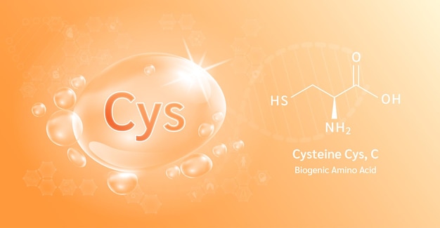 Water drop Important amino acid Cysteine and structural chemical formula.