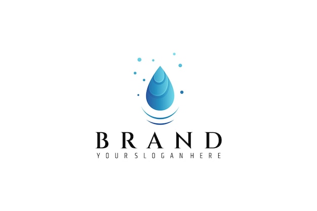 Water drop logo in blue with water bubbles