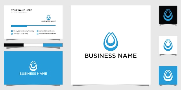 Water drop logo and business card template design inspiration vector Premium Vector