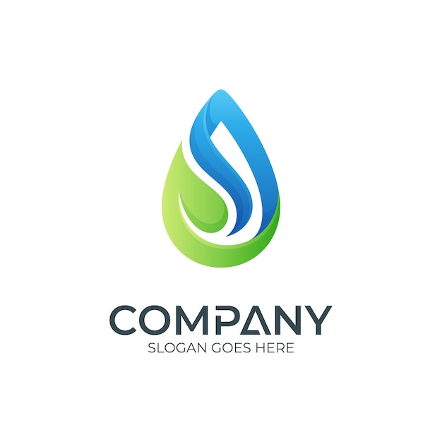 water drop logo design combination with leaf shape