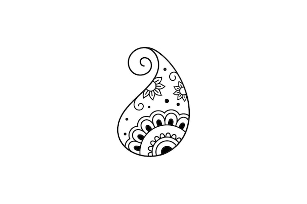 Water drop logo with floral ornament in zentangle design style