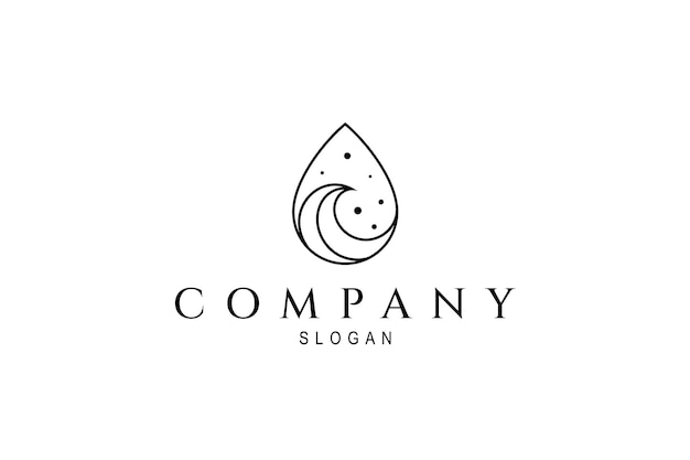 Water drop logo with wave shape combination inside in linear design style