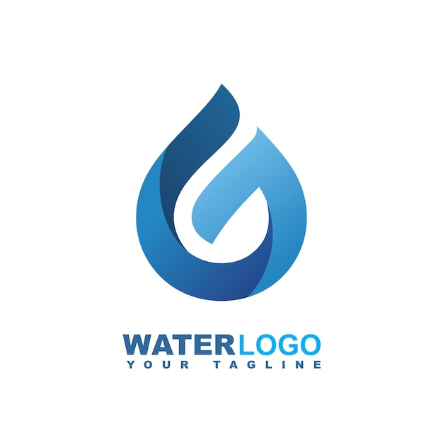 water drop vector logo with green leaf and hand