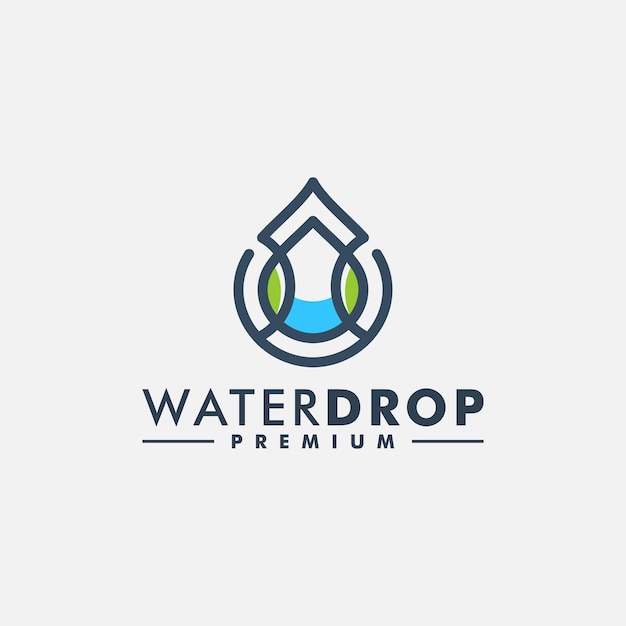 Water drop with abstract leaf logo template icon logotype