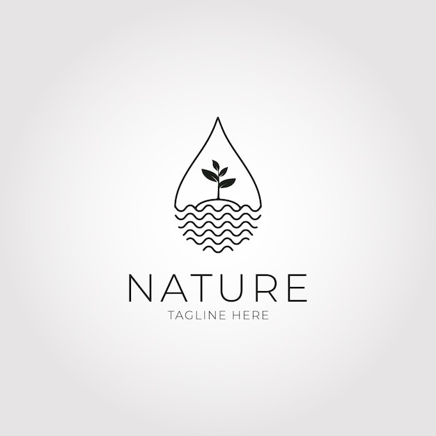 Water drop with tree icon vector logo design. Nature tech sign.