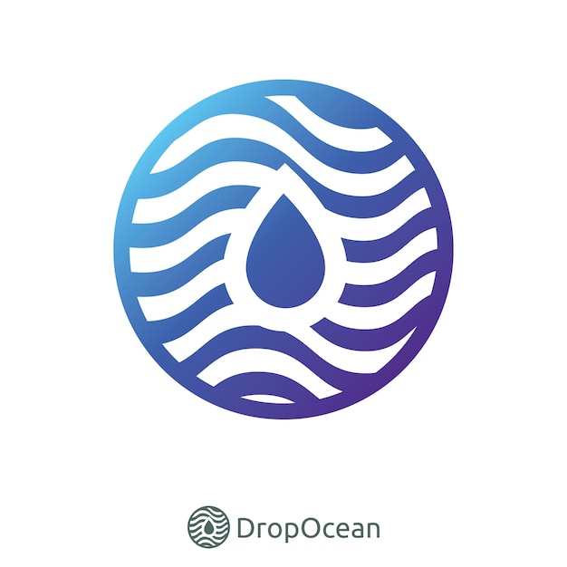 water droplet and circle wave ocean logo