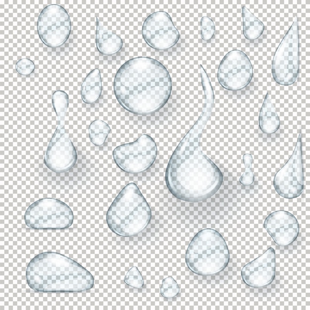 Water drops realistic set isolated illustration. 