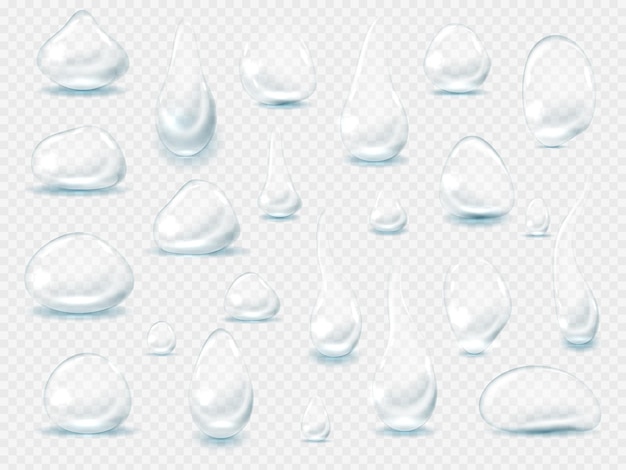 Water drops realistic set realistic set pure clear water drops isolated vector illustration