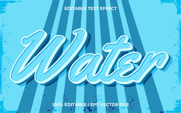 Water editable text effect, lettering typography font style, blue 3d text for tittle