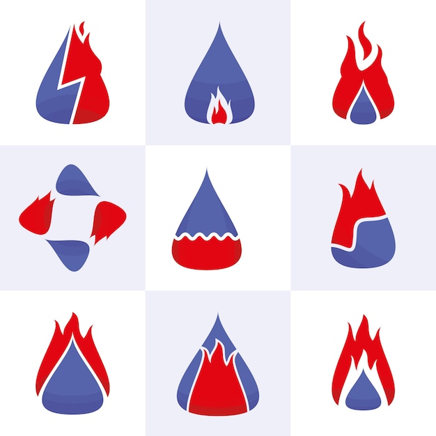 Water and fire harmony modern logo collection