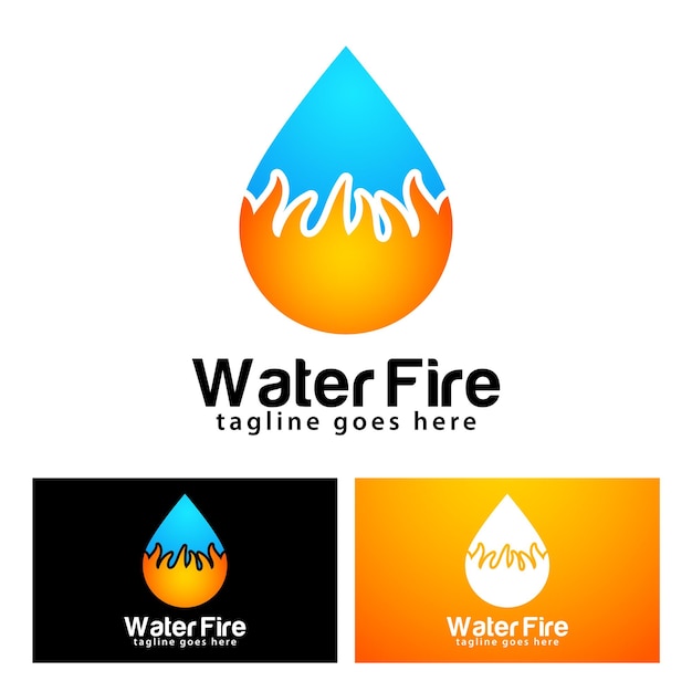 Water fire logo design template