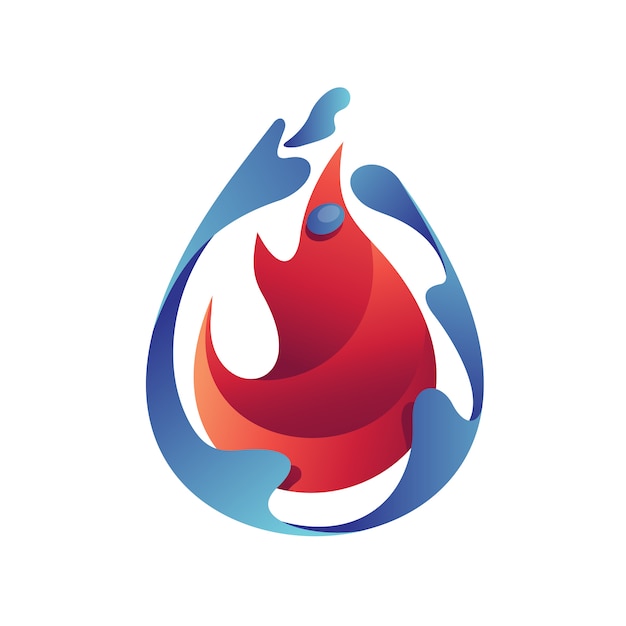 Water and Fire Logo Vector