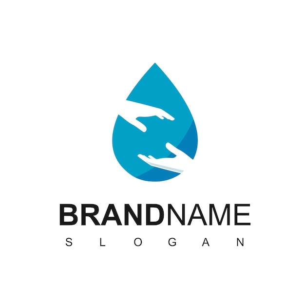 Water Giving Logo With Hand Symbol