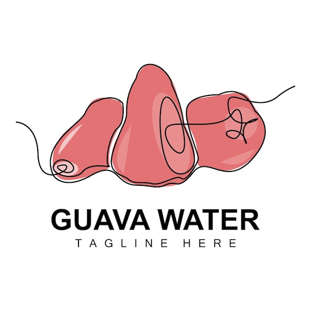 Water Guava Logo Design Vector With Line Style Fresh Fruit Market Illustration Vitamin Plant