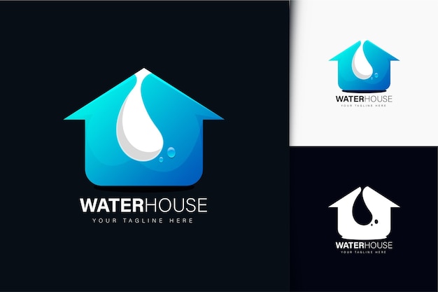 Water house logo design with gradient