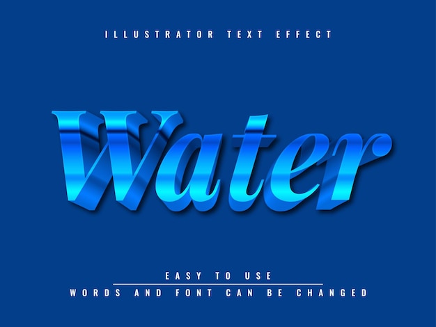 Water - illusrator 3d editable text effect template design