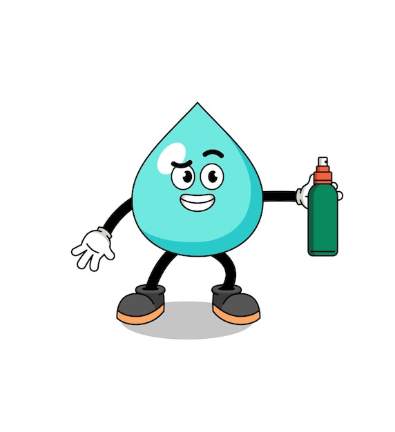 Water illustration cartoon holding mosquito repellent character design