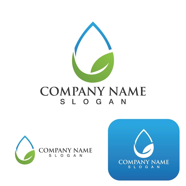 Water leaf drop Logo Template vector illustration design