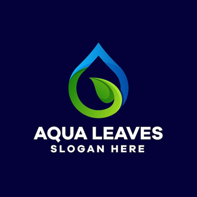 Water Leaves Gradient Logo Design