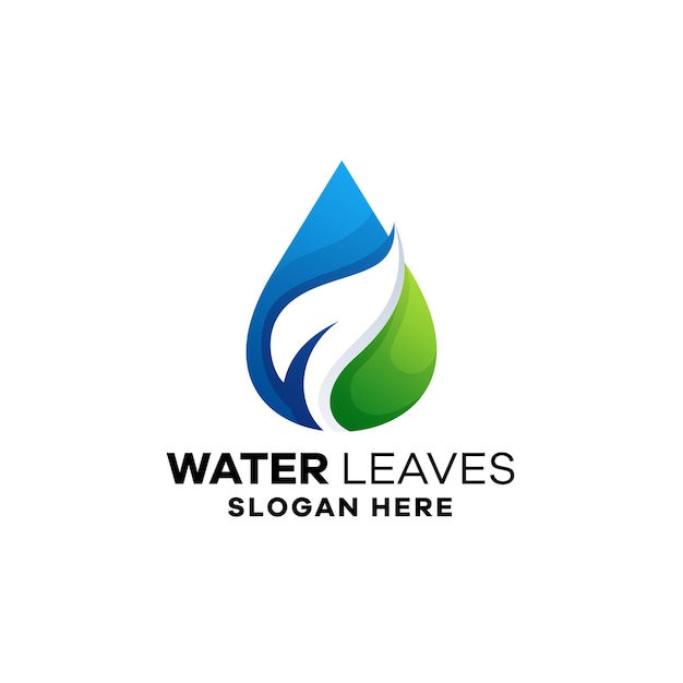 Water Leaves Gradient Logo Template