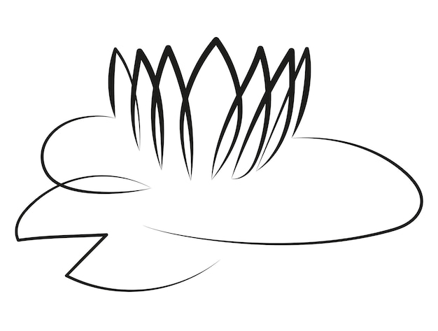 Vector water lily flower in one line art drawing