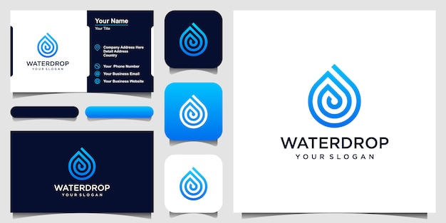 water line  . Droplet with line art style for mobile concept and web . business card design