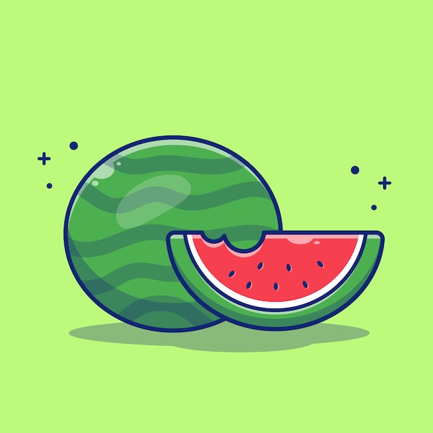 Water Melon Fruit Illustration. Watermelon and Slices of Watermelon.