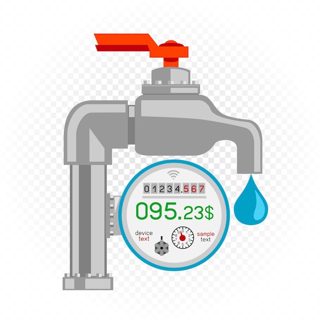 Vector water meter icon white background