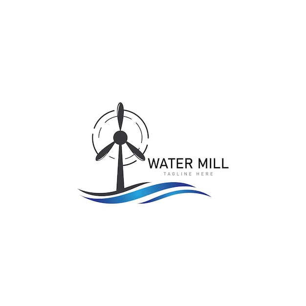 Water mill logo vector icon concept illustration design