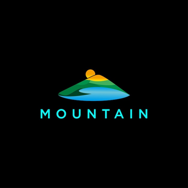 Water and mountain logo design vector template